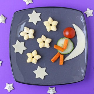 A fun cheese snack for toddlers and older kids made with Organix Cheese Stars, fresh cheese and veggies | My Fussy Eater blog