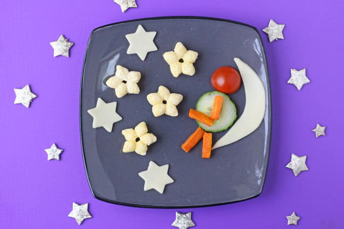 A fun cheese snack for toddlers and older kids made with Organix Cheese Stars, fresh cheese and veggies | My Fussy Eater blog