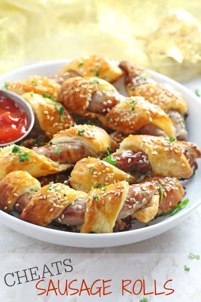 cheat's sausage rolls pinterest pin