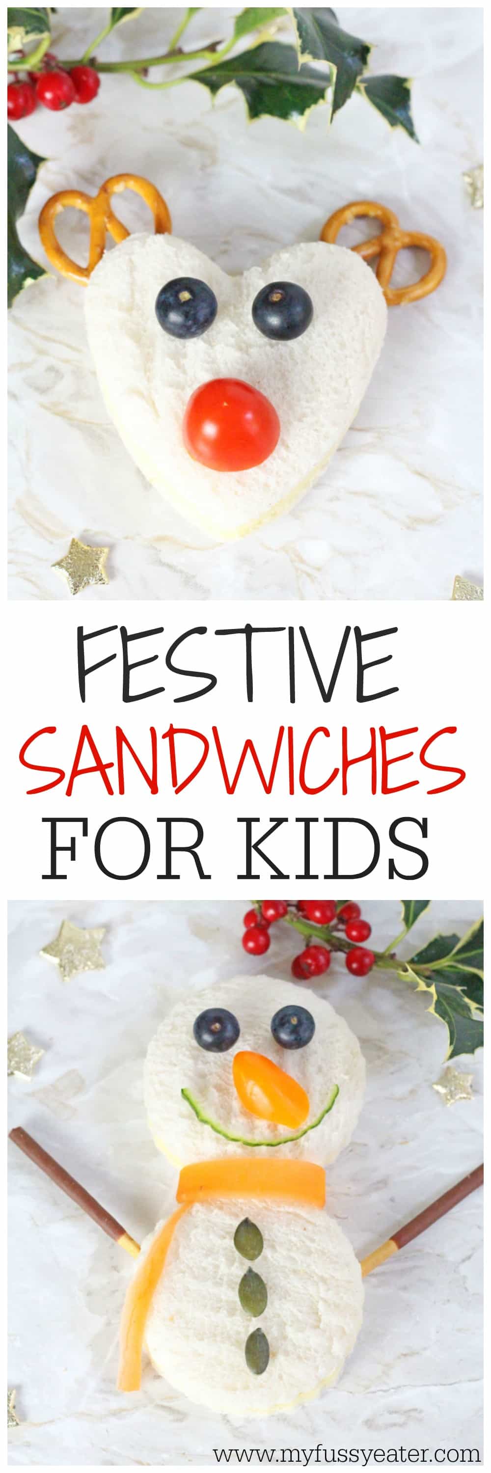 Kids will love getting creative and making these Christmas themed Rudolph and Snowman sandwiches! My Fussy Eater blog