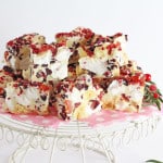 A super easy festive Rocky Road recipe made with white chocolate, cranberries and shortbread. A delicious decadent dessert that's perfect for Christmas!| My Fussy Eater blog
