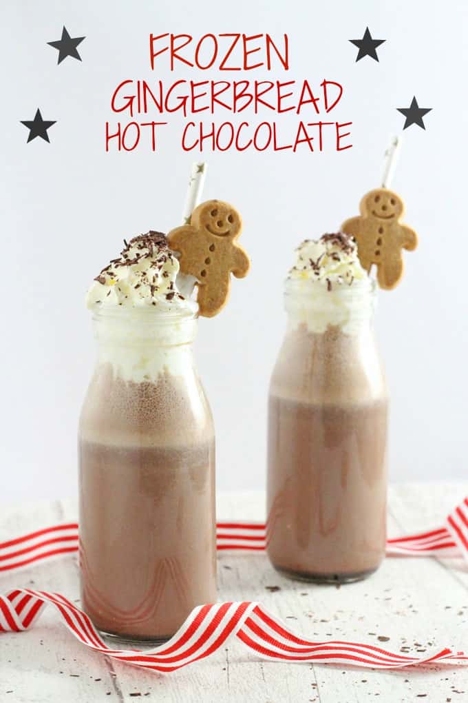 A deliciously festive recipe for frozen hot chocolate flavoured with subtle gingerbread spices! My Fussy Eater blog