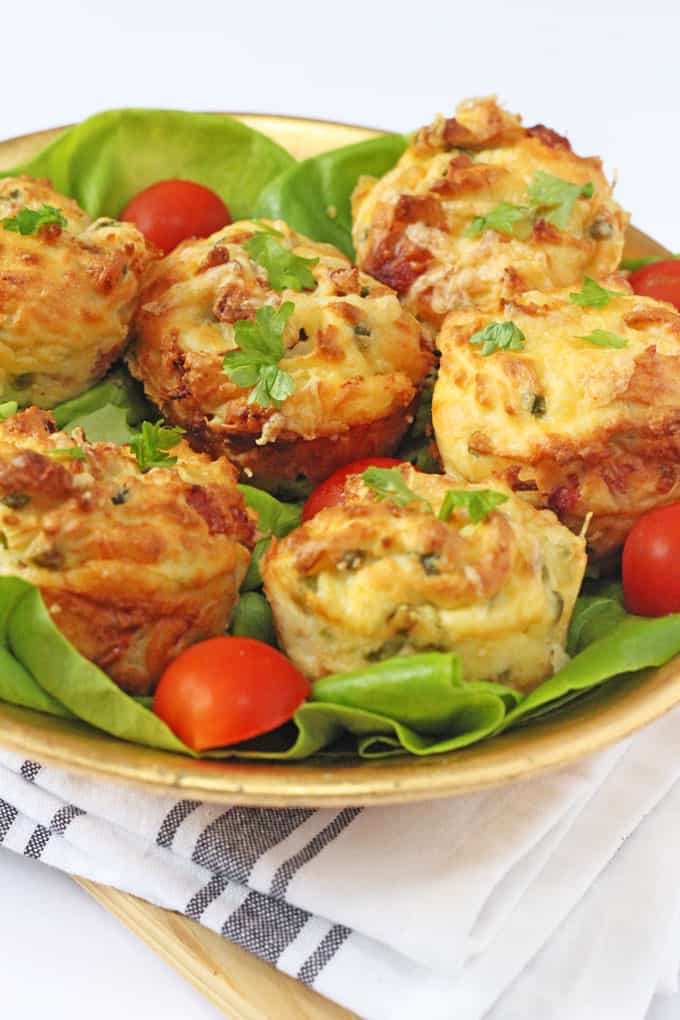 Leftover Mashed Potato, Ham & Cheese Muffins