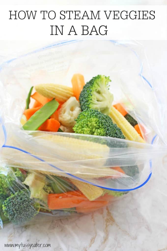 Steaming veggies in the microwave is so quick and easy using my foolproof ziplock bag method! Delicious freshly cooked vegetables that retain all their nutrients in just 3 minutes!