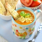 A delicious and comforting Roasted Tomato Soup, super easy to make and served with Cheddar Cheese Soldiers | My Fussy Eater blog