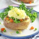 A fun teatime treat for the whole family; jacket potatoes baked in the oven and filled with a delicious shepherds pie filling | My Fussy Eater blog