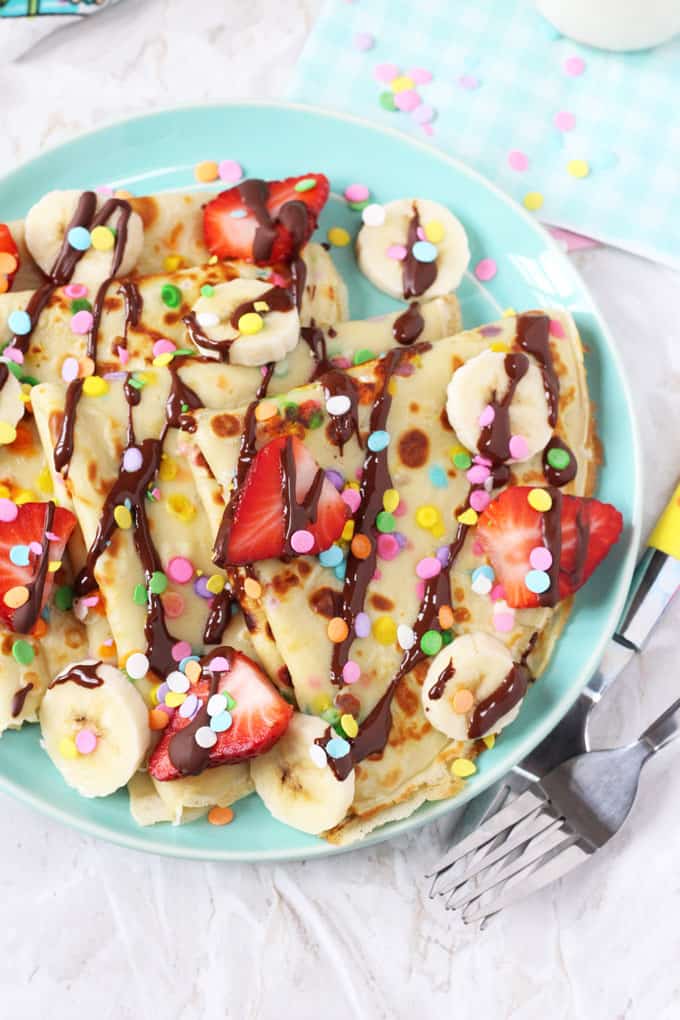 close up of the confetti sprinkle pancakes