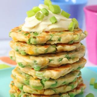 With just a few store cupboard essentials you can make these really tasty Pea & Sweetcorn Fritters. Great for kids, toddlers and weaning babies too!