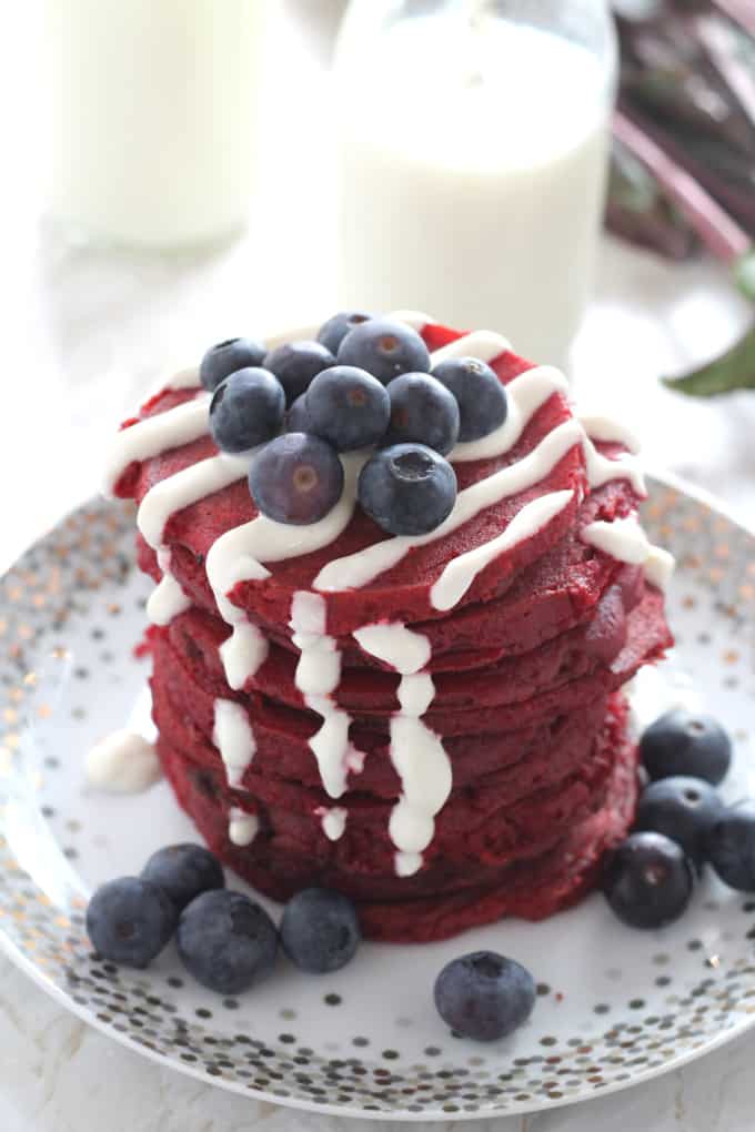 healthy red velvet beetroot pancakes