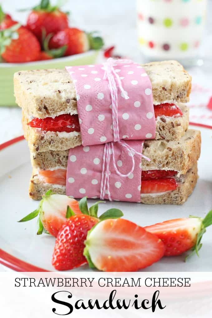 strawberries and cream cheese sandwich pinterest pin