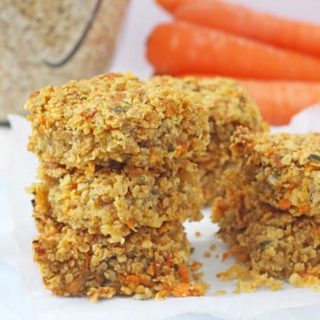 Delicious savoury flapjacks packed full carrots, cheese, nuts and seeds. A really great healthy snack for kids! My Fussy Eater blog