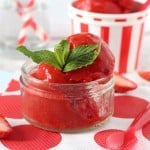 A super easy and very healthy recipe for Strawberry Sorbet made with just 3 natural ingredients. A brilliant frozen summer snack for kids! My Fussy Eater blog