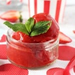 A super easy and very healthy recipe for Strawberry Sorbet made with just 3 natural ingredients. A brilliant frozen summer snack for kids! My Fussy Eater blog