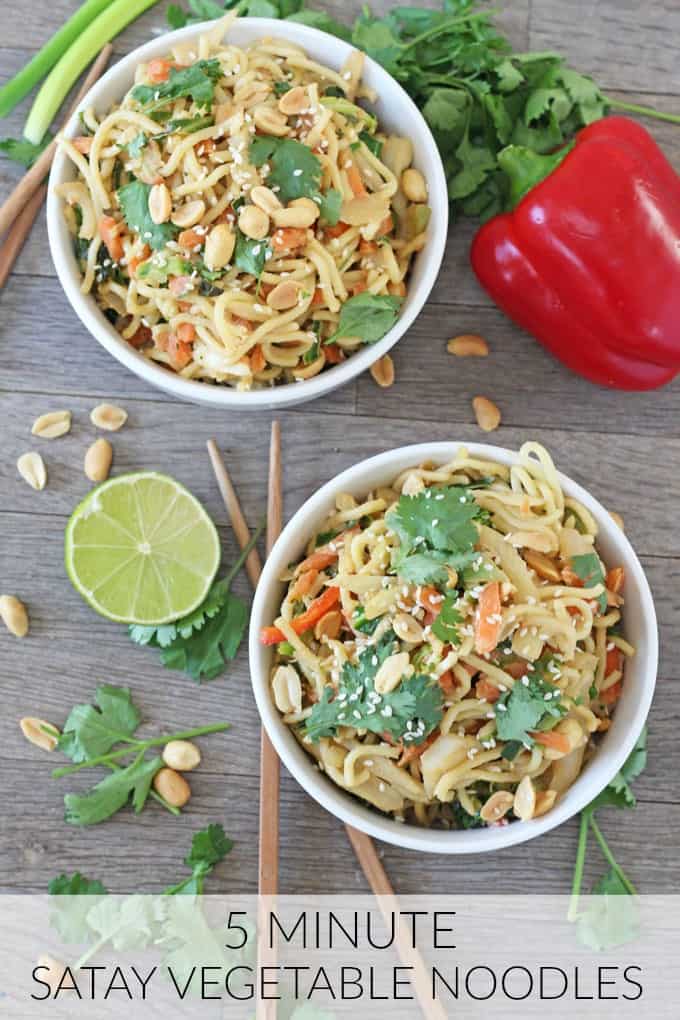 5 minute satay vegetable noodles pinterest pin