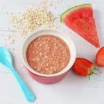 Babies will love this deliciously sweet combination of strawberries, watermelon and oats. The perfect summer meal for a weaning baby or toddler!