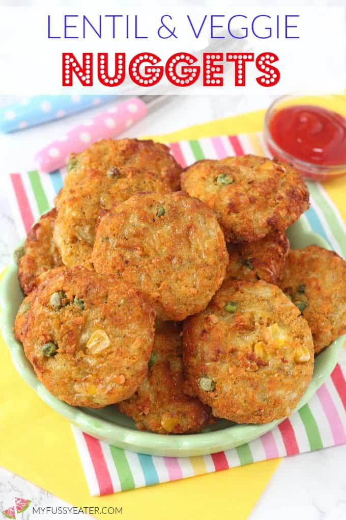 Delicious veggie nuggets packed with lentils. These make brilliant finger food for kids and toddlers! My Fussy Eater blog