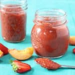 Delicious, super easy to make and refine sugar free, kids will love this healthier Strawberry & Peach Chia Seed Jam recipe!