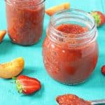 Delicious, super easy to make and refine sugar free, kids will love this healthier Strawberry & Peach Chia Seed Jam recipe!
