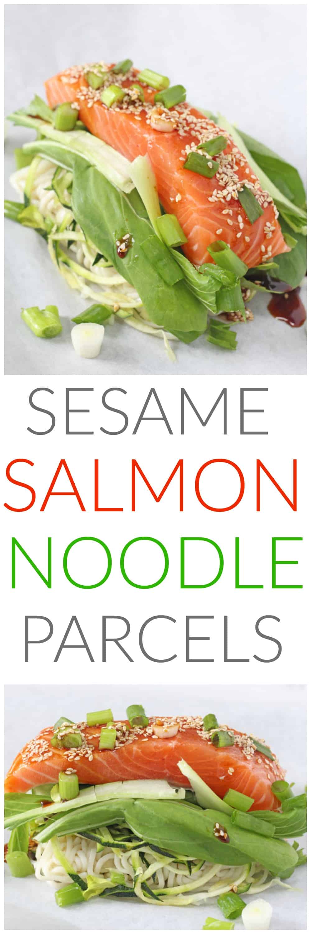Sesame Salmon Noodle Parcels Pinterest Pin
