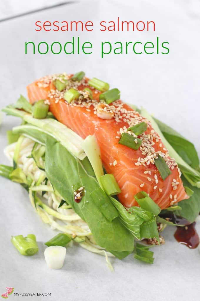 Sesame Salmon Noodle Parcels Pinterest Pin