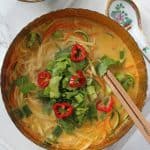 A really quick and easy vegetable laksa recipe, perfect for a healthy and delicious lunch for busy parents!