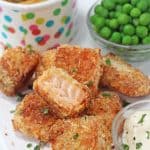 Delicious crispy baked salmon nuggets made using Norwegian Salmon