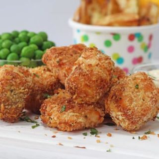 Delicious crispy baked salmon nuggets made using Norwegian Salmon