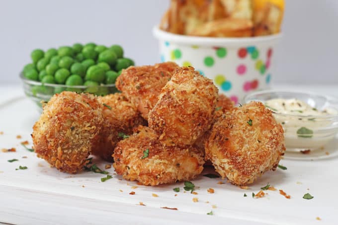 kid approved fish recipes - crispy baked salmon nuggets