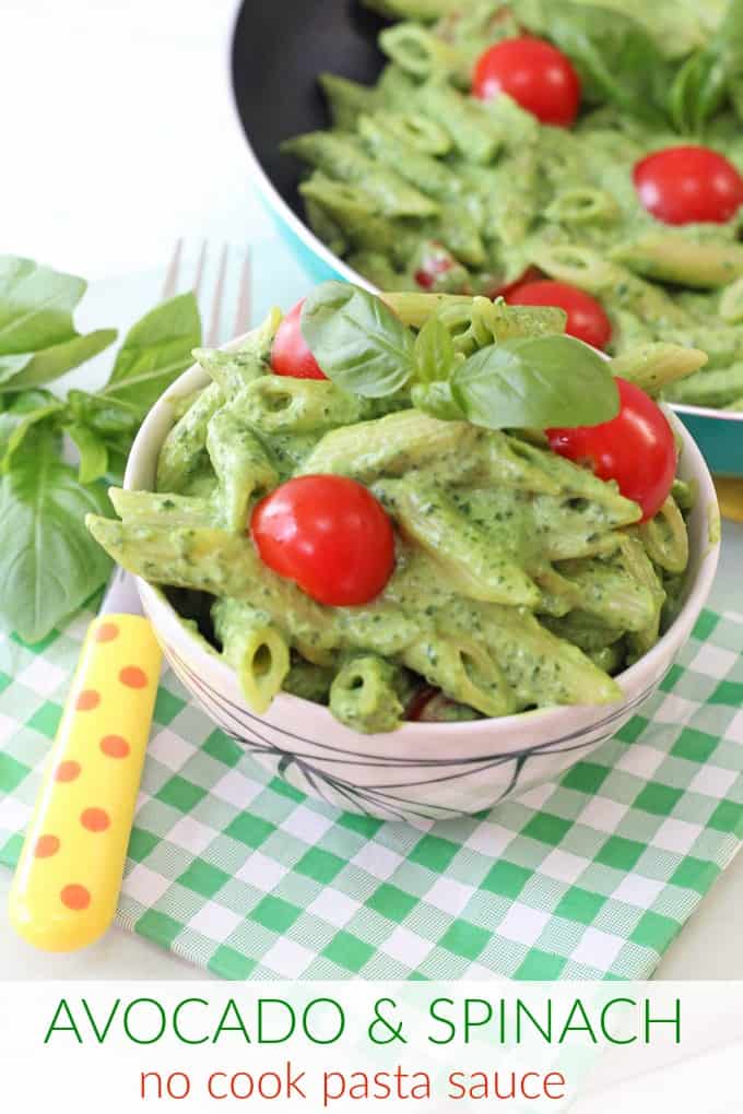 avocado & spinach no cook pasta sauce