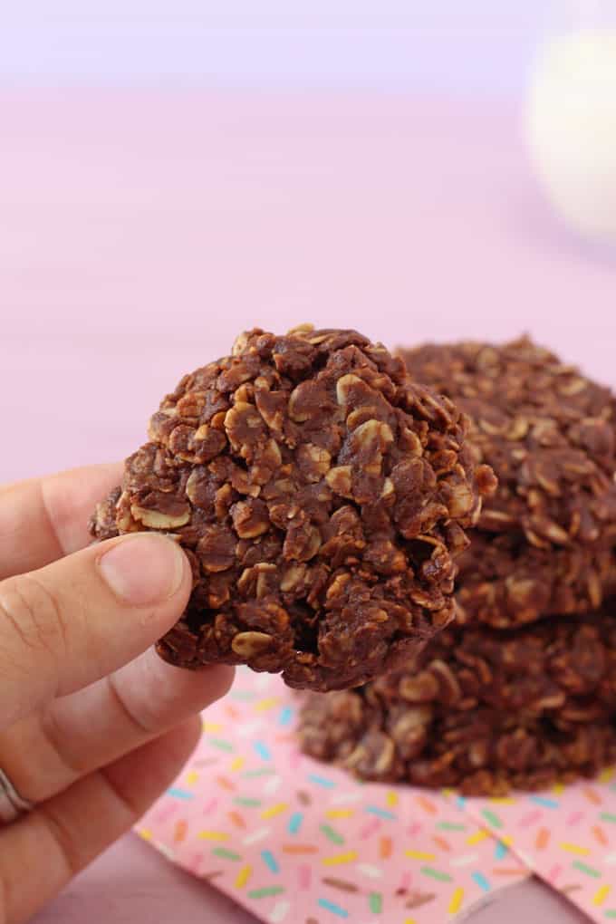 No Bake Chocolate Granola Cookies closeup