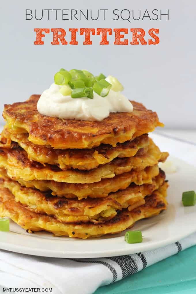 Butternut Squash Fritters with Creme Fraiche and Spring Onions