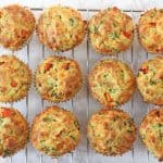 Delicious savoury muffins packed full of vegetables like spinach and peppers; perfect for a family lunch or a kids afternoon snack!