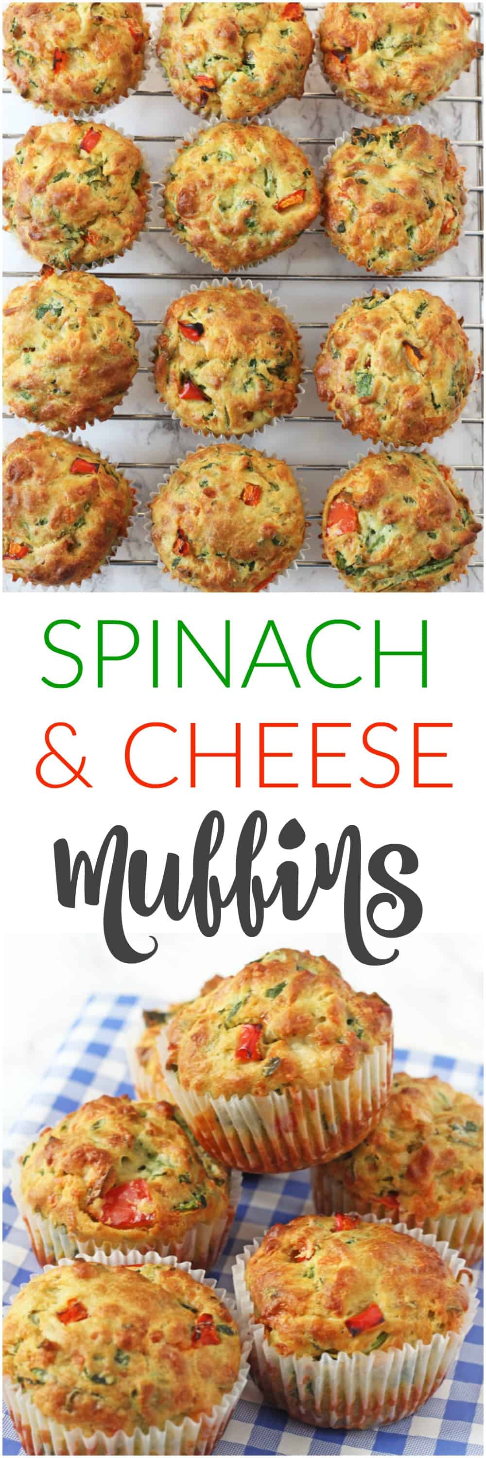 Delicious savoury muffins packed full of vegetables like spinach and peppers; perfect for a family lunch or a kids afternoon snack!