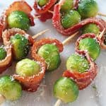 How do you get your family to eat brussels sprouts? By making these super delicious Bacon & Parmesan Brussels Sprout Skewers!
