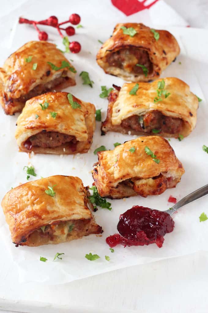 turkey, cranberry & brie rolls