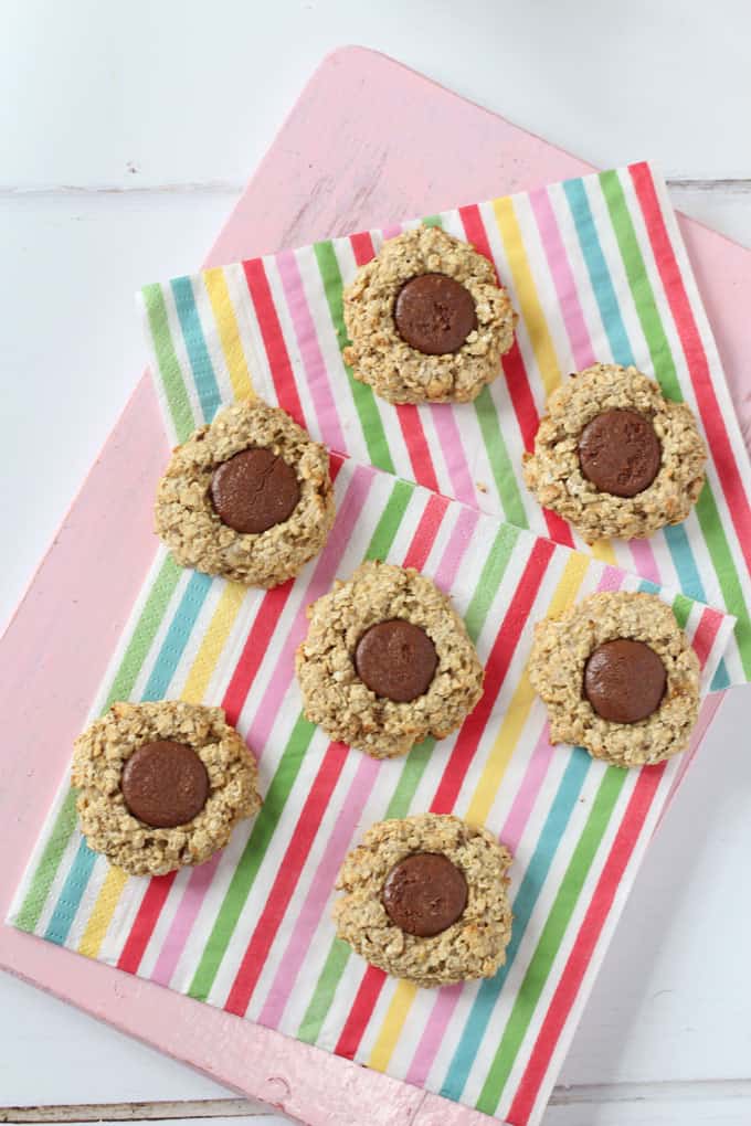 chocolate oat thumbprint cookies