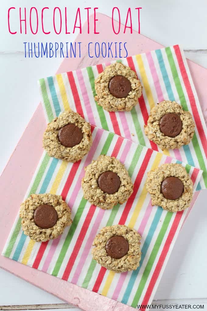 chocolate oat thumbprint cookies pinterest pin