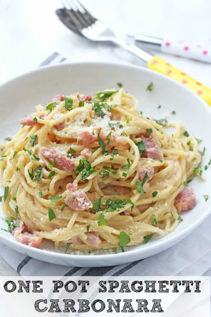 One Pot Spaghetti Carbonara Pinterest Pin