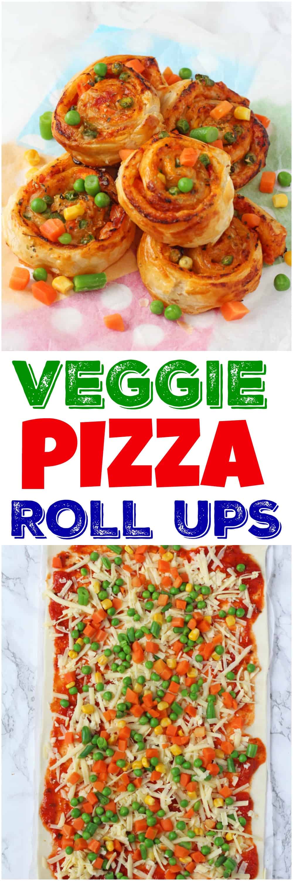 Super easy to make and packed with mixed vegetables, these Veggie Pizza Puff Pastry Roll Ups are sure to go down a treat with the whole family!