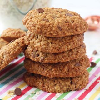 A healthier version of my kids' favourite snack; Chocolate Chip Cookies! Made with wholemeal flour, oats and reduced sugar.