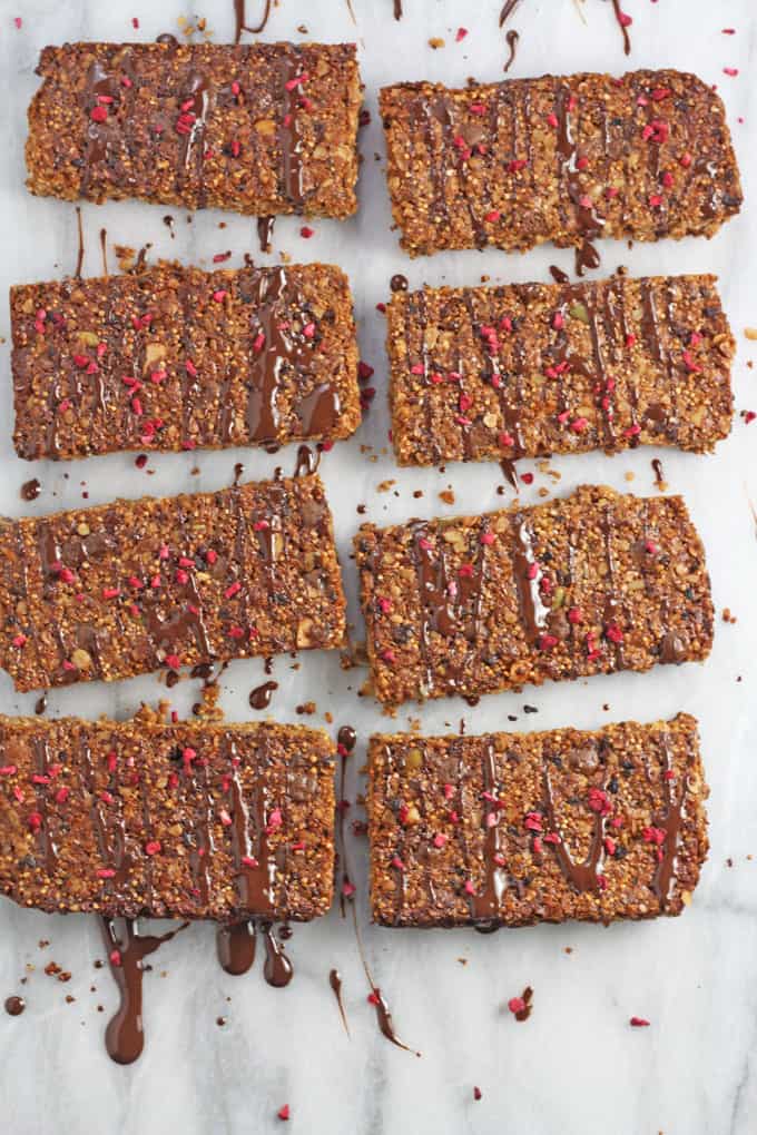 bars drizzled with chocolate