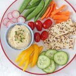 A creamy and cheesy dip made with chickpea and packed full of protein! A great way to get kids to eat their veggies!