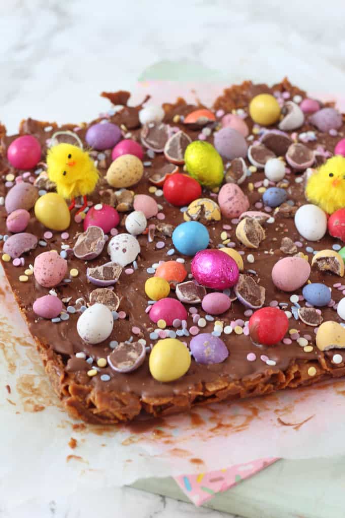 Easter Cornflake Crunch topped with mini eggs