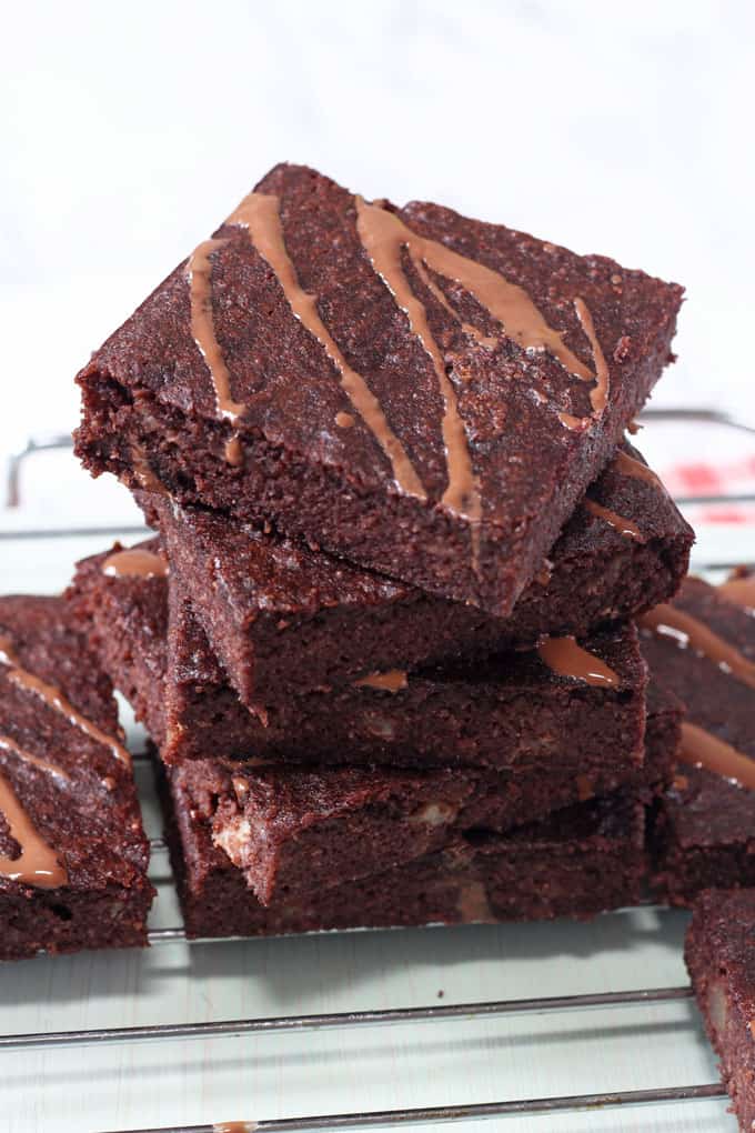 brownies sliced and stacked