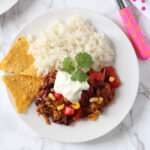A tasty and mild Chilli Con Carne recipe for kids that's packed full lots of vegetables too!