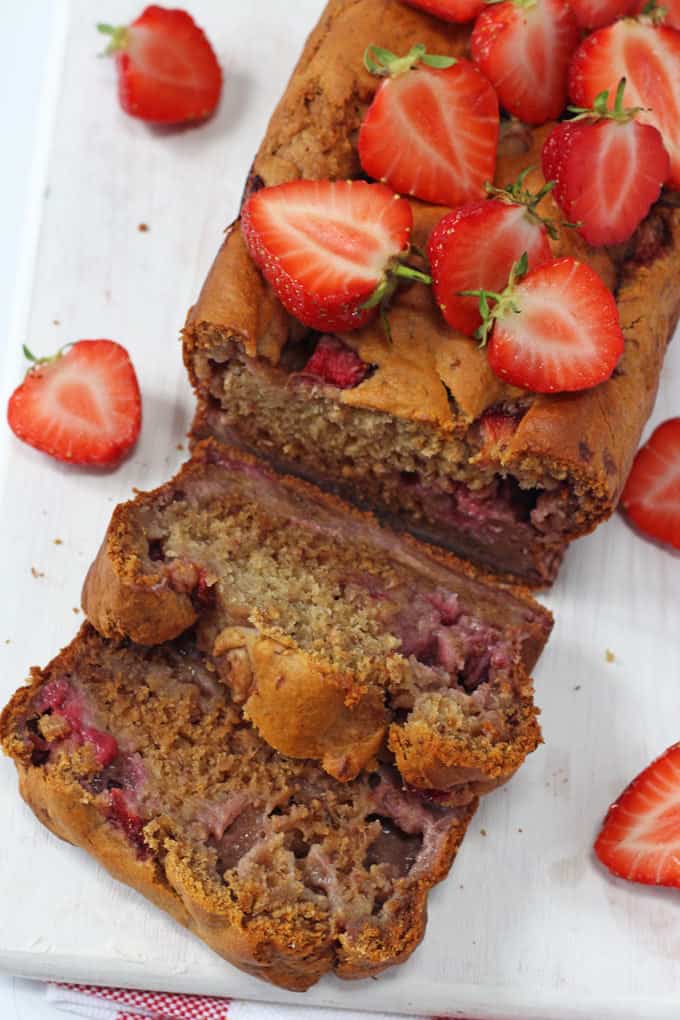 sliced strawberry banana bread