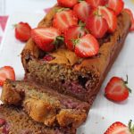 A delicious Strawberry Banana Bread recipe, made a little healthier with no refined sugar. The perfect afternoon snack for hungry kids!