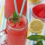 This Watermelon Lemonade makes a really refreshing and healthy drink for kids this summer. Easy to make with just a few natural ingredients!