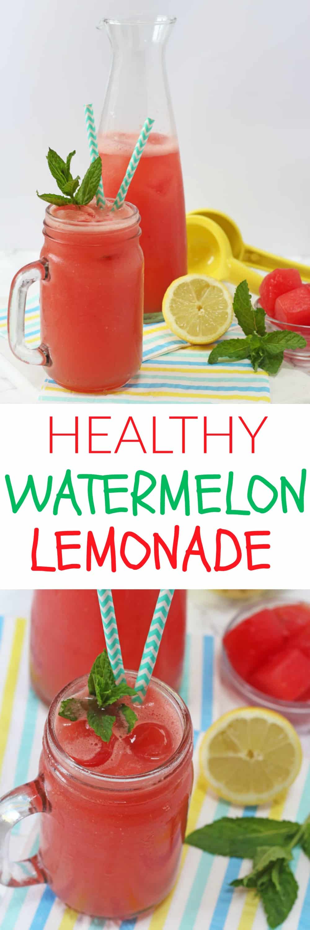 This Watermelon Lemonade makes a really refreshing and healthy drink for kids this summer. Easy to make with just a few natural ingredients!