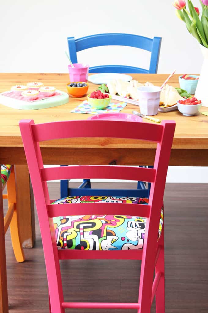 Beautiful bespoke chairs and barstools from Cheeky Chairs. Perfect for adding a splash of colour to your kitchen!